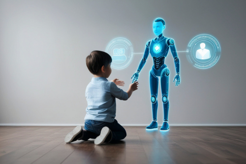 child with robot